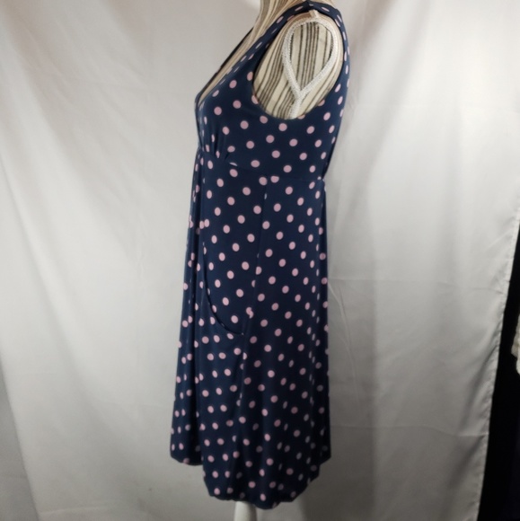 Max & Cleo Navy w/ Pink Dots Dress w/Pockets Size XSmall - Picture 4 of 7